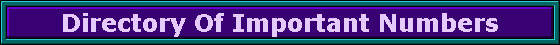 Directory Of Important Numbers